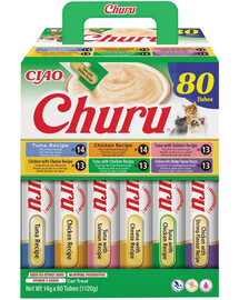 INABA Cat Churu Chicken and Tune Receipe 80x14g mix krémových pamlsků s kuřecím masem a tuňákem pro kočky