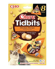 INABA Cat Churu Tidbits Chicken Recipe 8x12g měkké a krémové pamlsky s kuřetem a lososem pro kočky