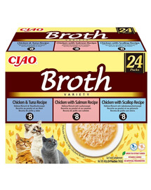 INABA Cat Ciao Broth Variety 24x40g mix bulionový s kuřetem, rybou a hřebenatkami