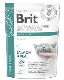 BRIT Grain Free Veterinary Care Cat Sterilised Salmon and Pea 400 g pro dospělé kočky po sterilizaci