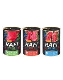 DOLINA NOTECI RAFI Mix smaków (wołowina, jagnięcina, dziczyzna) 36x400g mokra karma dla psa