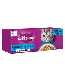 WHISKAS Adult rybí příchutě 80x85g kompletní mokré krmivo pro dospělé kočky v želé