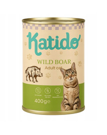 KATIDO Adult Cat Wild Boar 400 g divoké prase s lososovým olejem pro kočky