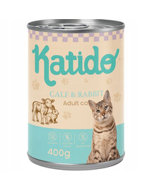 KATIDO Adult Cat Veal and Rabbit 400 g telecí a králičí maso s lososovým olejem pro kočky