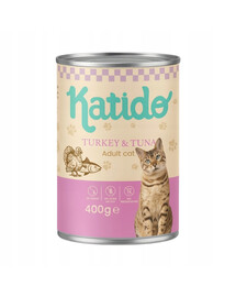 KATIDO Adult Cat Turkey and Tuna 400 g krůta a tuňák s lososovým olejem pro kočky