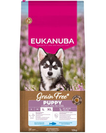EUKANUBA Grain Free Puppy Large Ocean Fish 12 kg bezobilná krmiva pro štěňata velkých plemen s rybou
