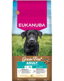 EUKANUBA Grain Free Adult Large Chicken 12 kg bezobilná krmiva pro psy velkých plemen s kuřetem