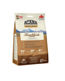 ACANA Highest Protein Ranchlands Dog 4x2 kg bezobilné a bezlepkové krmivo pro psy všech věkových skupin