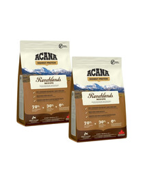 ACANA Highest Protein Ranchlands Dog 2x2 kg bezobilné a bezlepkové krmivo pro psy