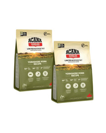 ACANA Yorkshire Pork 2x2 kg krmivo bez obilovin a bez lepku pro citlivé psy