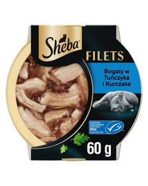 SHEBA Filety s kuřecím masem a tuňákem v omáčce 60 g