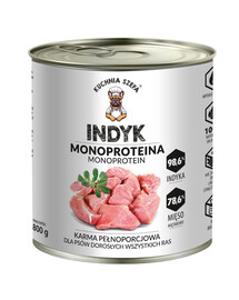 KUCHNIA SZEFA Monoprotein Krocan 800g konzerva pro psy