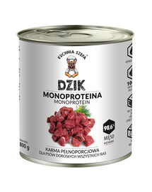 KUCHNIA SZEFA Monoprotein Divočák 800g konzerva pro psy