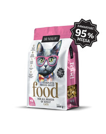 DR MALOU Lyofilizované krmivo Kuře s kuřecími srdíčky 1 kg suchého krmiva pro kočky