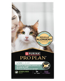 PURINA PRO PLAN LiveClear Sterilised s krůtím masem 1,4 kg granule pro kočky po sterilizaci, omezující alergeny na srsti