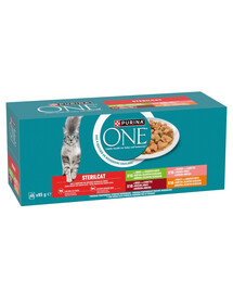 PURINA ONE Sterilcat 40x85g s krůtím, hovězím, lososem, kuřecím, mokré krmivo pro kočky po sterilizaci