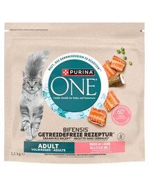 PURINA ONE Bifensis Grain Free Adult Salmon 1,1 kg granule pro kočky bohaté na lososa, bez obilovin