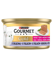GOURMET Gold Kitten Mus s telecím 85g konzerva pro koťata