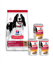 HILL'S Science Plan Canine Adult Medium Lamb & Rice 18 kg krmivo pro psy středních plemen jehněčí s rýží + 3 konzervy ZDARMA