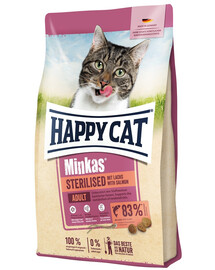 HAPPY CAT Minkas Sterilised Lachs Losos 10 kg granule pro kočky po sterilizaci