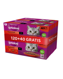 WHISKAS Classic Meals kompletní krmivo pro dospělé kočky v omáčce 120x85 g + 40 sáčků ZDARMA