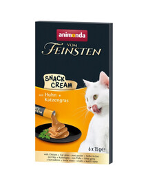 ANIMONDA Vom Feinsten Snack Cream s kuřetem a kočičí trávou 6x15g krémová pochoutka pro kočky