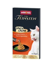 ANIMONDA Vom Feinsten Snack Cream s játrovou paštikou a zeleninou 6x15g krémový snack pro kočky