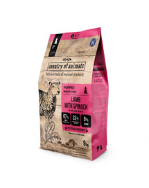 COUNTRY OF ANIMALS Puppies Lamb with Spinach S 9 kg jehněčí s špenátem granule pro štěňata