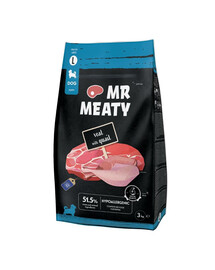 MR MEATY Puppies Veal with Quail L 3 kg telecí s masem křepelky, krmivo pro štěňata