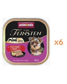 ANIMONDA Vom Feinsten Mini Junior s krůtím, telecím a jablkem 6x100g paštiky pro štěňata malých plemen