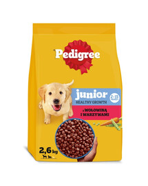 PEDIGREE Junior s hovězím masem a zeleninou 3x2,6 kg suché krmivo pro štěňata středních a velkých plemen