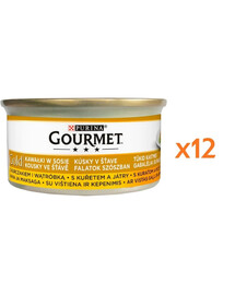 GOURMET Gold kousky v omáčce s kuřetem a játry pro kočky 12x85 g