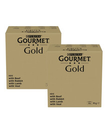 GOURMET Gold Mus 192x85 g s hovězím masem, králíkem, jehněčím a telecím masem, mokré krmivo pro kočky