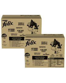 FELIX Fantastic v želé Mix masa 240x85g hovězí, kuřecí, kachní a jehněčí, mokré krmivo pro kočky