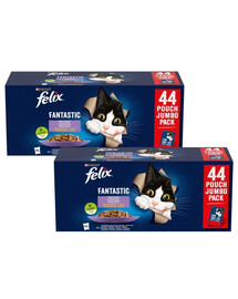FELIX Fantastic Výběr chutí v želé 88x85g hovězí, kuřecí, losos a tuňák, mokré krmivo pro kočky