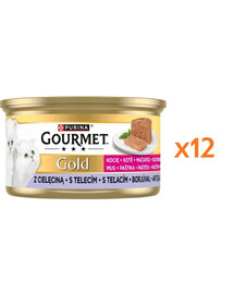 GOURMET Gold Kitten Mus s telecím 12x85g konzerva pro koťata