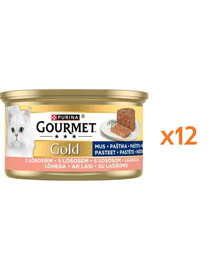 GOURMET Gold Mousse s lososem 12x85g mokré krmivo pro kočky