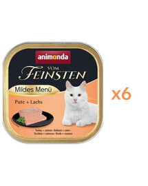 ANIMONDA Vom Feinsten Mild Menue Paštika s krůtím a lososem 6x100g pro kočky