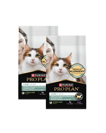PURINA PRO PLAN LiveClear Sterilised Bohatá s krůtím 2x1,4 kg krmivo pro kočky po sterilizaci, omezující alergeny na srsti