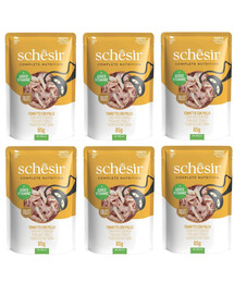 SCHESIR Tuňák s kuřecími řízky v želé pro kočky 6x85 g