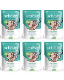 SCHESIR Tuňák s mořskou pražmou v želé pro kočky 6x85g