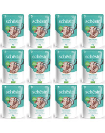 SCHESIR Tuňák s makrelou v želé pro kočky 12x85 g