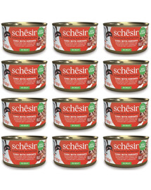 SCHESIR Tuňák s krevetami v želé pro kočky 12x85 g