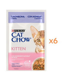 PURINA Cat Chow Kitten Jehněčí s cuketou v omáčce 6x85 g krmivo pro koťata