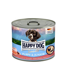 HAPPY DOG Sensible Puppy Junior Kuřecí, losos a brambor 200 g konzerva pro štěňata a mladé psy