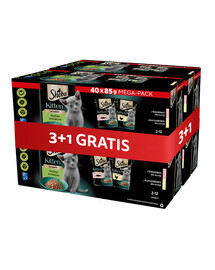 SHEBA Kitten Selection of Flavors sáčky 4 x 40x85 g v omáčce kousky s lososem, kuřetem pro koťata 3+1 ZDARMA