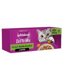 WHISKAS Adult Tasty Chef's Choice Mix 4 x 40x85 g kompletní krmivo pro dospělé kočky v omáčce 3+1 ZDARMA