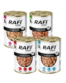 RAFI Classic Mix příchutí v omáčce 4x1240 g konzervy pro psy všech plemen