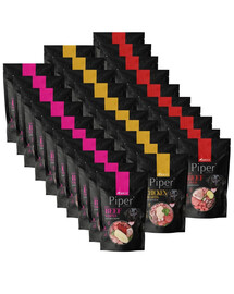 PIPER Animals Mix příchutí 30x500 g s hovězími játry, s kuřecími srdíčky, s hovězími žaludky, mokré krmivo pro psy