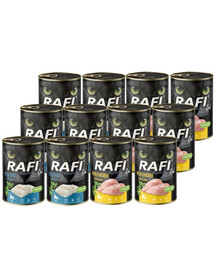 RAFI Cat Adult Mix příchutí 12x400 g s treskou a kuřetem, konzervy pro kočky
